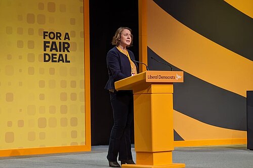Cheney speaking at Lib Dem Conference